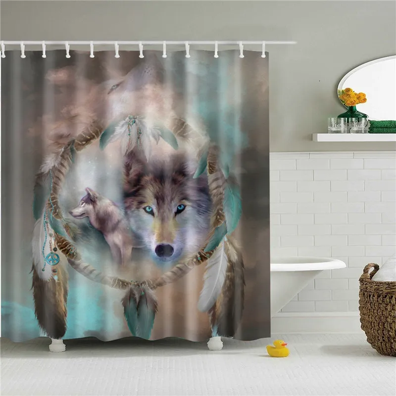 Nordic-Wolf-Shower-Curtains-Animals-Bath-Curtain-Cortina-High-Quality-Waterproof-Polyester-For-Bathroom-With-12pcs (2)