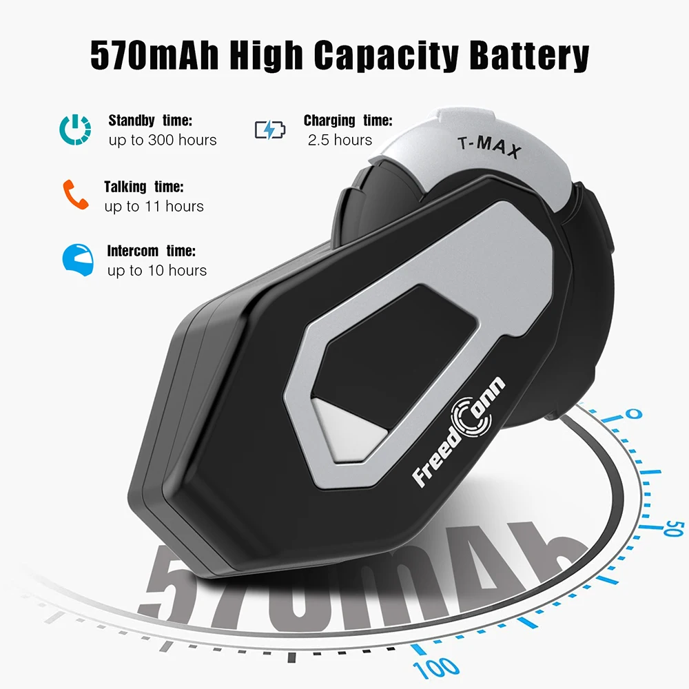 US $79.99 FreedConn TMAX 1000M 6 Riders Motorcycle Helmet Group Talking System Waterproof Buletooth Intercom Headset Earphone TMAX