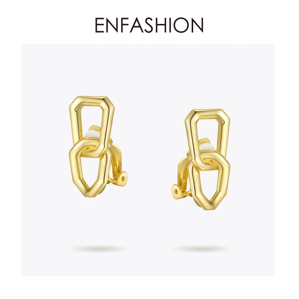 ENFASHION панк звеньевая цепочка, серьги-манжеты на клипсах для женщин, рок серьги без пирсинга, Букле д 'ореиль Femme EC191048 - Окраска металла: Yellow gold color