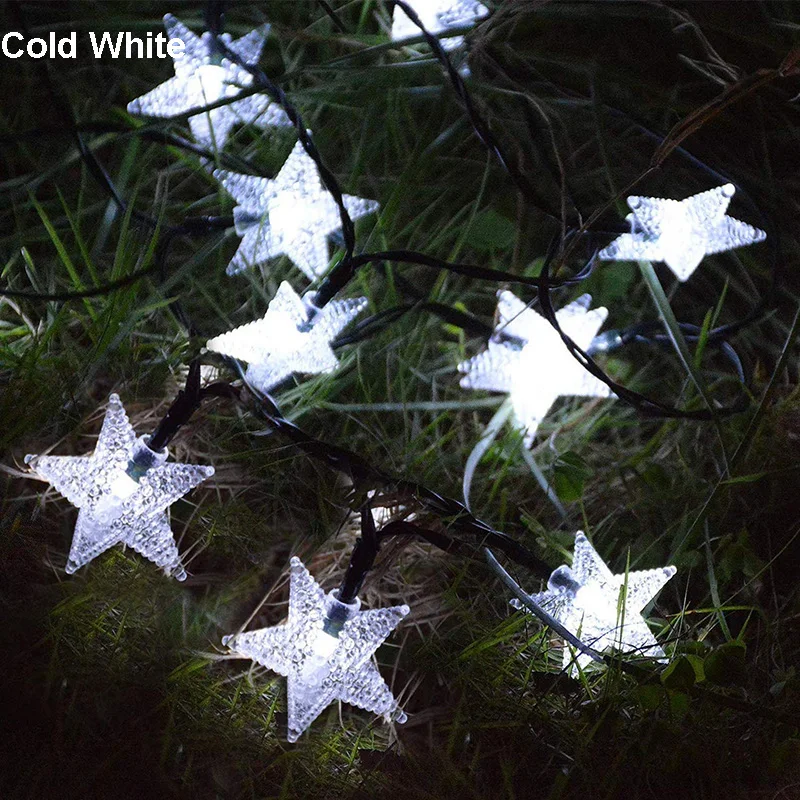 5 м 20LED Солнечная звезда Фея гирлянда свет водонепроницаемый открытый Рождество мерцание Гирлянда для вечерние свадебные праздничные украшения