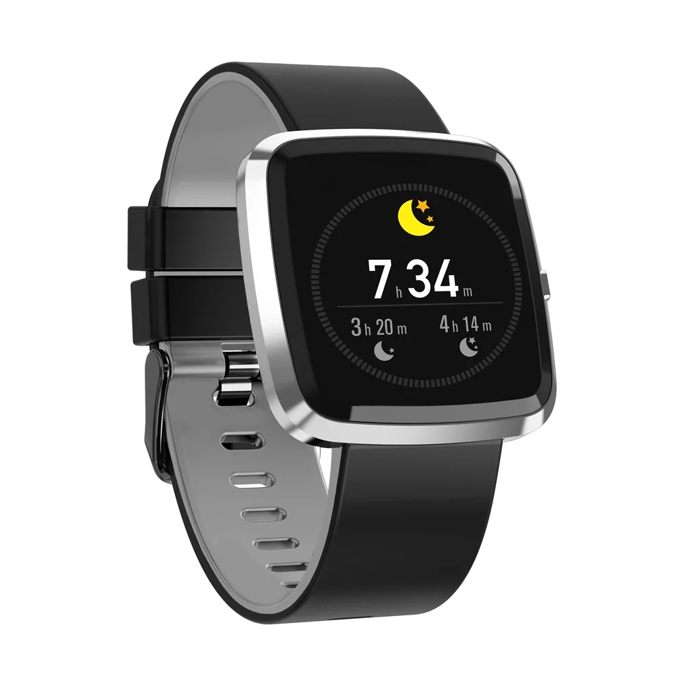 Смарт-часы с сенсорным экраном, водонепроницаемый шагомер, фитнес-трекер, монитор сердечного ритма T2, умный браслет, Смарт-часы PK Fitbit Veasa 2 - Цвет: Silver gray silicone