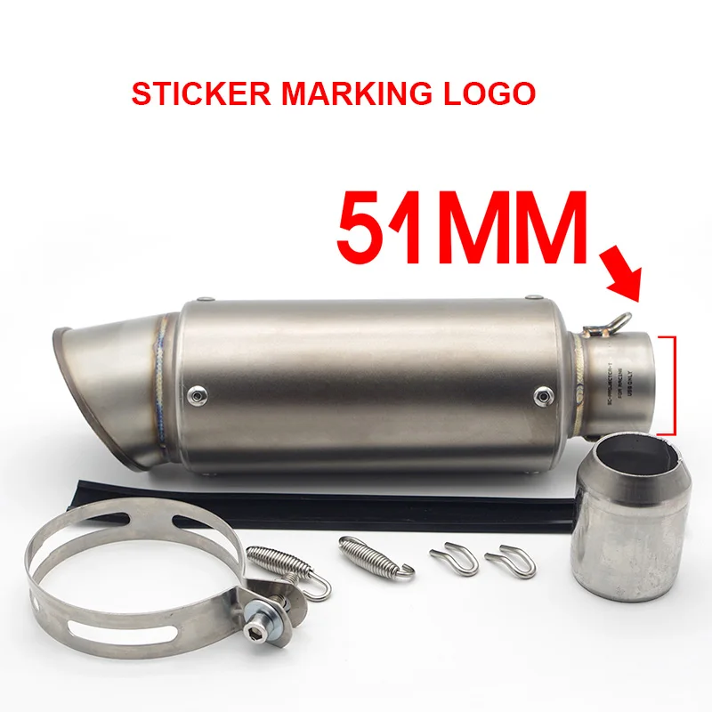 Мотоциклетный глушитель 51 мм 61 мм с DB killer Moto Escape Pipe для honda dominator cb750 fmx 650 cb 750 cbr600f4i vfr 800 - Цвет: A Sticker 51mm