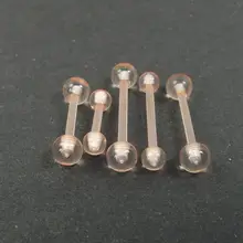 SaYao 2 Pieces Transparent Invisible Soft Pink Industrial Barbell ring Tongue Nipple Bar Tragus Helix Ear Piercing Body Jewelry