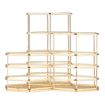 

Bedroom Desk Tidy Makeup Brush Mesh Design Anti Rust Pencil Holder Storage Basket Solid Easy Clean Modern 3 Compartment Home