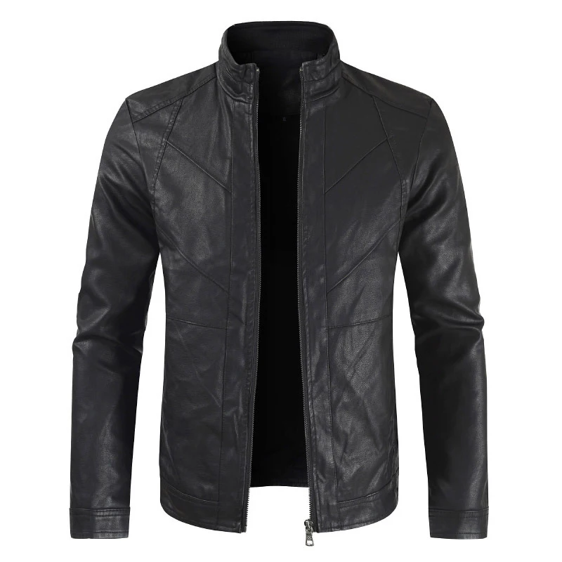 1 2019Men Autumn Fashion Casual Motorcycle PU Leather Jacket Coat Men Faux Leather Jaqueta De Couro Masculina Leather Coat Jacket - Цвет: 1