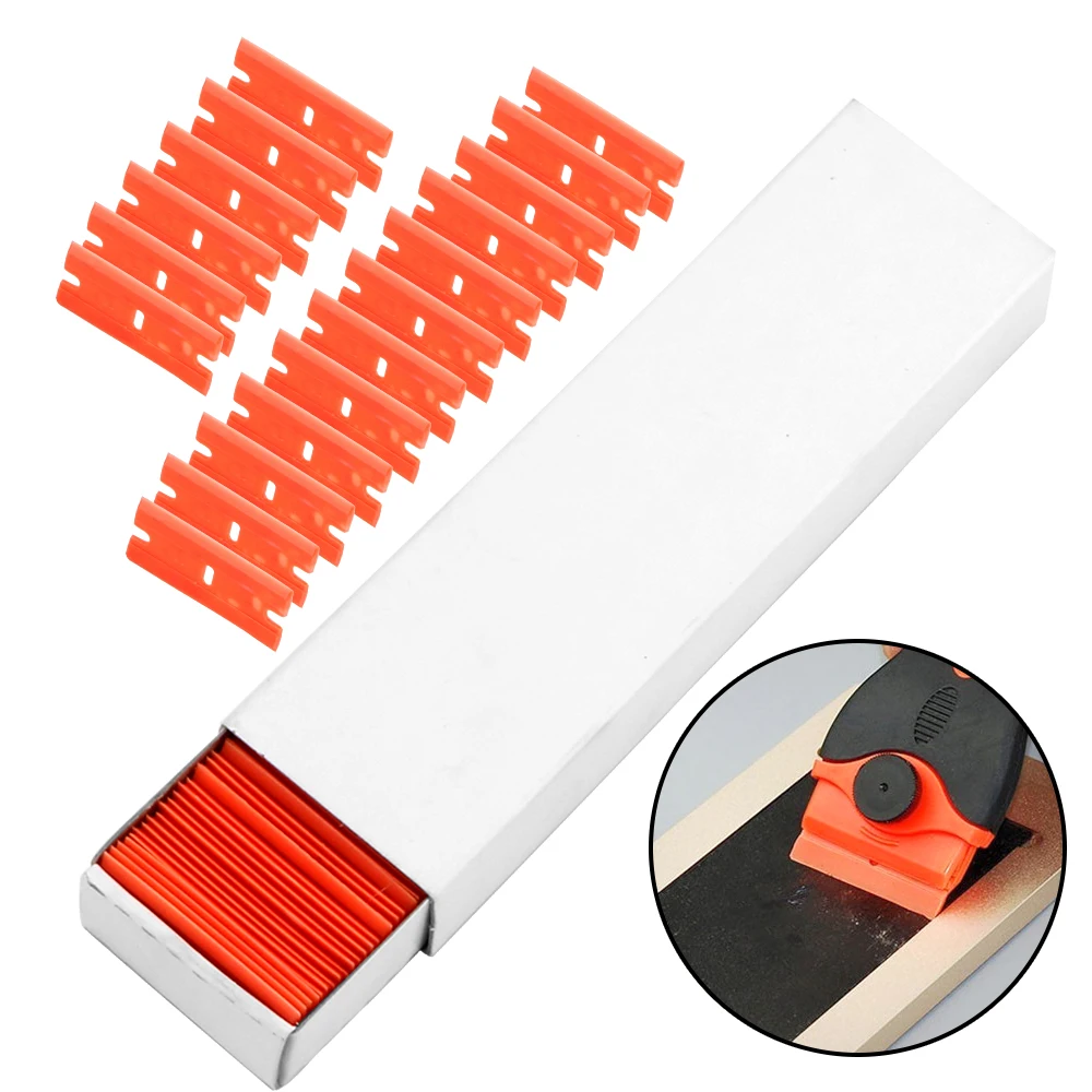 nu finish car polish 100pcs Double Edged Plastic Razor Blade Lable Clean Razor Glue Remover Window Glass Clean Scraper Car Wrap Sticker Squeegee car wax