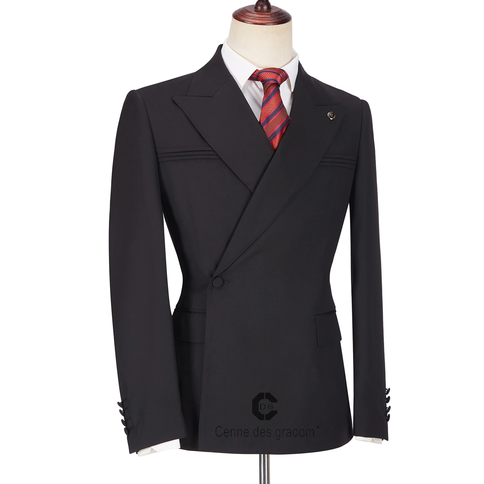 Cenne Des Graoom Men's Suits One Button Double Breasted Tailor-Made Blazers Pants Business Causal Party Singer Groom Wedding A12 5