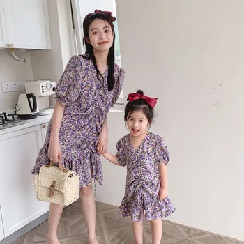 

Parents and children's summer dress mother's chiffon dress foreign Sea Holiday Beach skirt summer