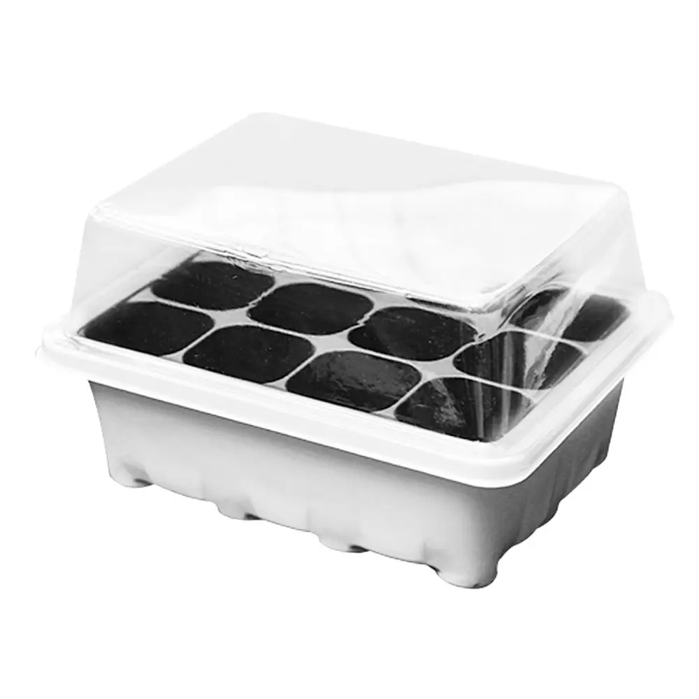 12 ячеек поднос стартера для рассады Проращивание семян растение размножение коробка для выращивания садовые горшки - Цвет: Белый