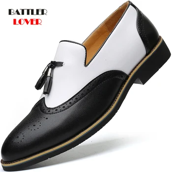 

2020 Men Oxford Flat Spring Shoes for Male Genuine Leather Summer Brogues Shoes Vintage Tassel Loafers Casual Sneakers Size 48