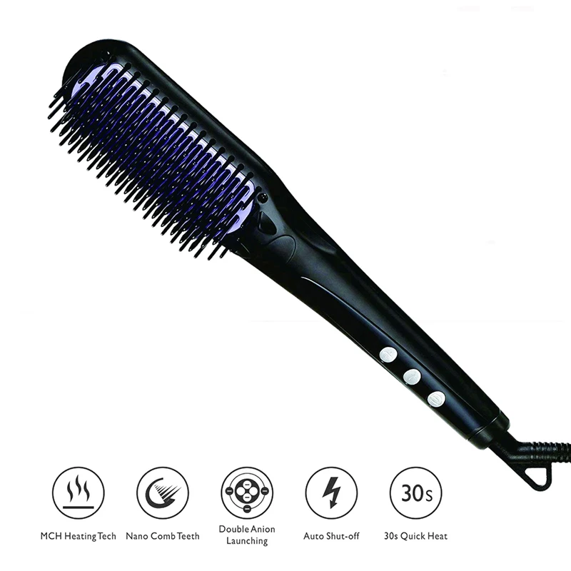

Electric Hair & Beard Straightening Brush Comb Anti-Scald Ceramic Iron Beard Comb Styling Heating Straightener Comb Hair Brushes