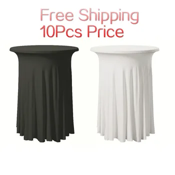 

10PCS/Lot Round Stretch Lycra Spandex Table cloth Long Bar Skirt Table Cloth For Hotel Event Banquet Wedding Party Wrinkle Free