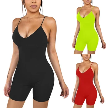 

Women Casual Skinny Spaghetti Jumpsuits Strap Sleeveless Street Ladies Romper Bar Club Bodycon Playsuit Solid body Femme Clothes