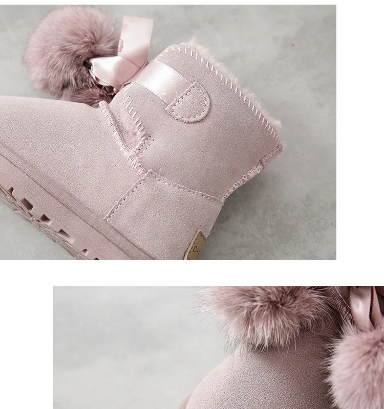 SHUANGGUN New Children Boots For Girls Kids Snow Boots Genuine Sheepskin Leather Natural Fur Warm Winter Shoes#K001