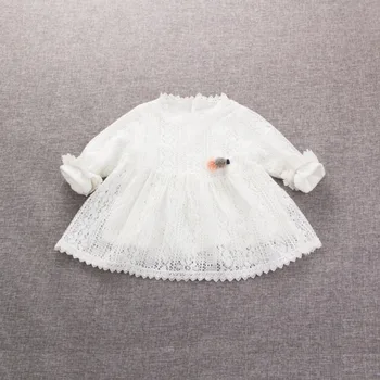 

Summer Baby Girls Dress Fashion Autumn Cute Solid Print Dress Cotton Kids Long Sleeve Casual Lace Sundress Outfits