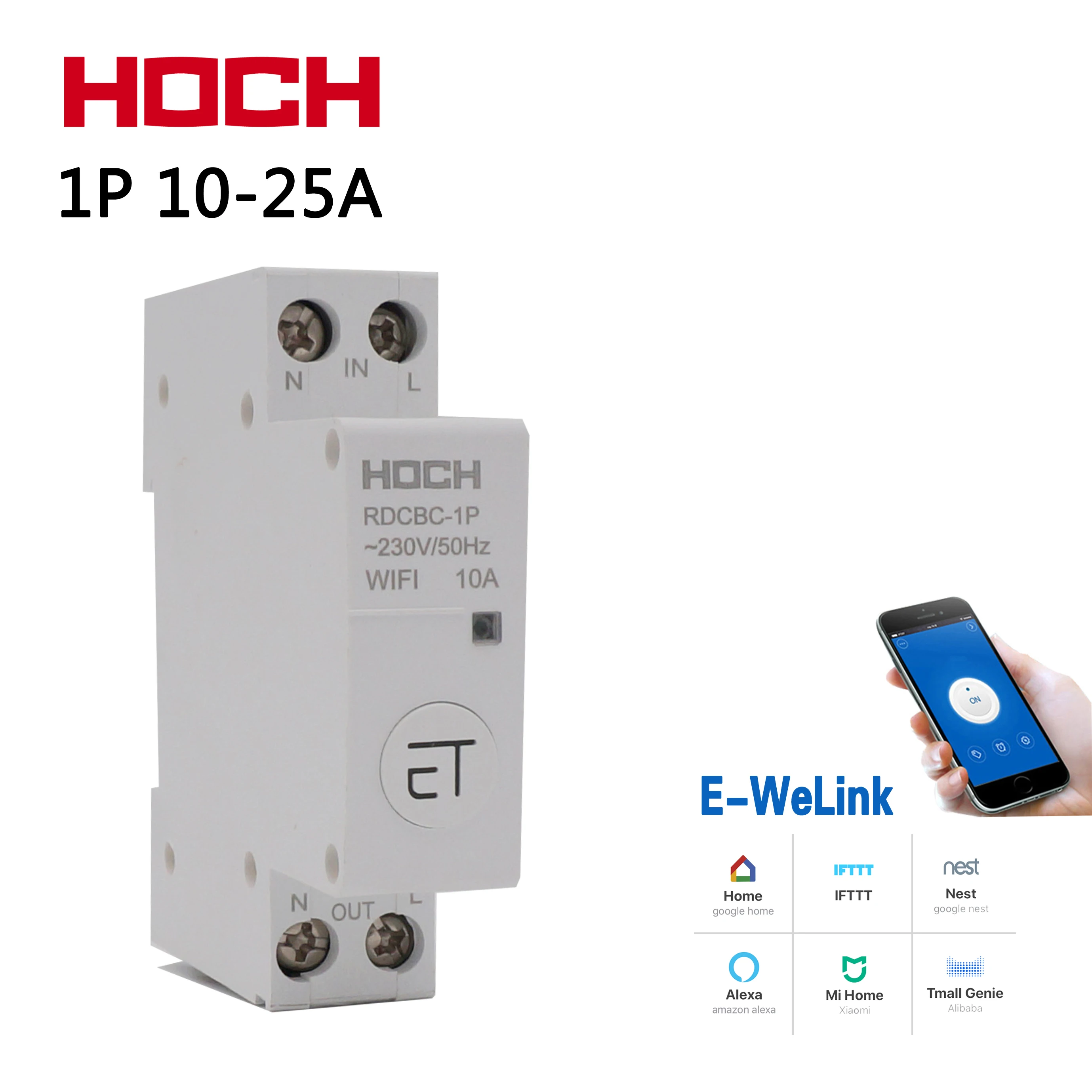 

HOCH RDCBC-1P WIFI circuit breaker Remote control eWeLink Timer smart home intelligent Magnetic holding switch Factory
