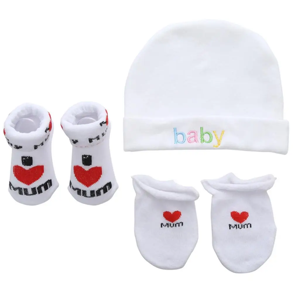 Kidlove 3 шт./компл. с изображением мультипликационных персонажей для детей Хлопковые носки для малышей+ шапка+ перчатки, сохранить теплые аксессуары