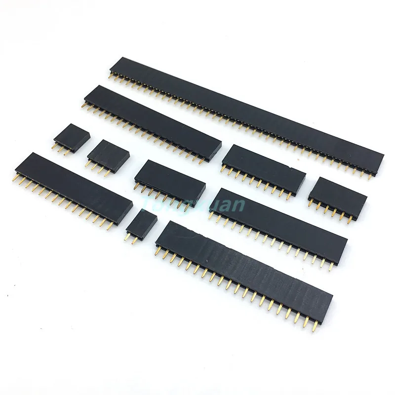 10pcs 2.54mm Single Row Pin Female Header Socket 1*2p 3p 4p 5p 6p 7p 8p 9p 10p 12p 14p 15p 16p 20p 25p 30p 40p Connector | Обустройство