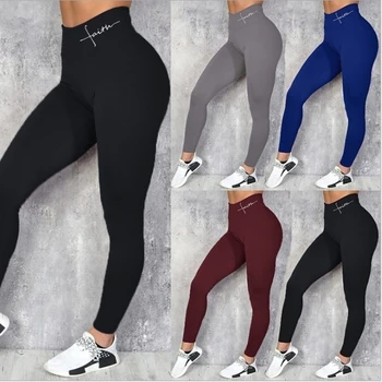 

High Waist Leggings Letter Printing Multicolor Skinny Pants Tummy Control Workout Leggings Super Soft Jeggings Legins O5A098