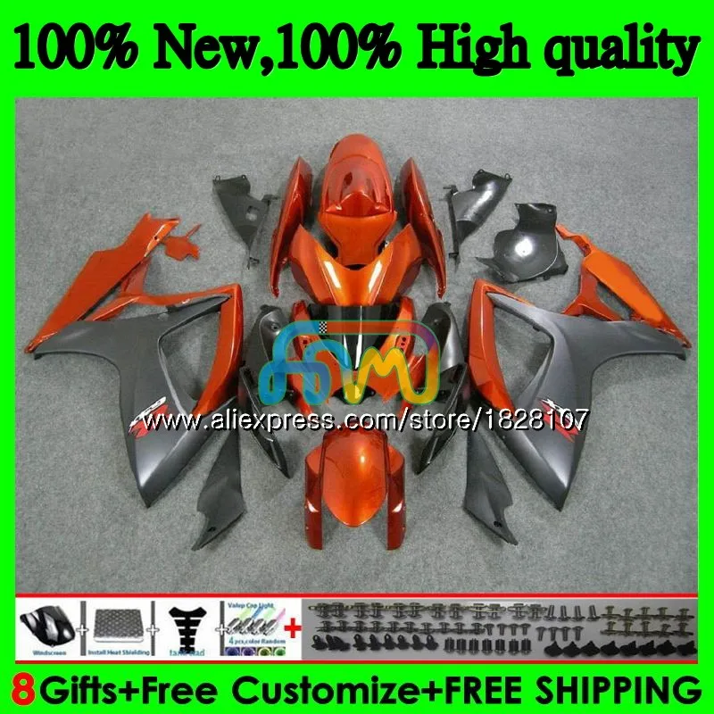 600/750CC для SUZUKI GSXR 600 750 CC GSX R750 GSX-R600 06 07 37BS. 17 GSXR600 GSXR-750 K6 GSXR750 2006 Оранжевый Серый 2007 обтекатели