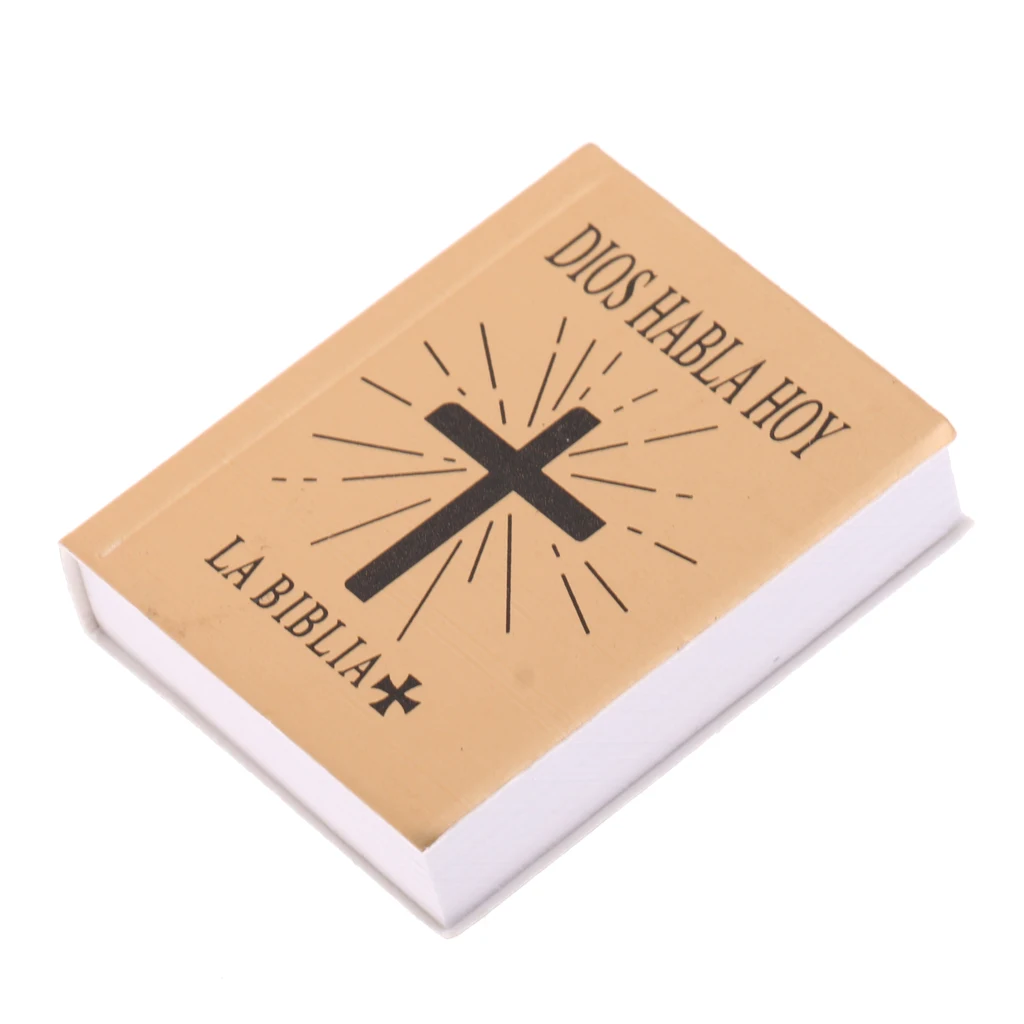 1/6 Scale Mini Spanish Edition Holy Bible Book Dollhouse Miniature Gold