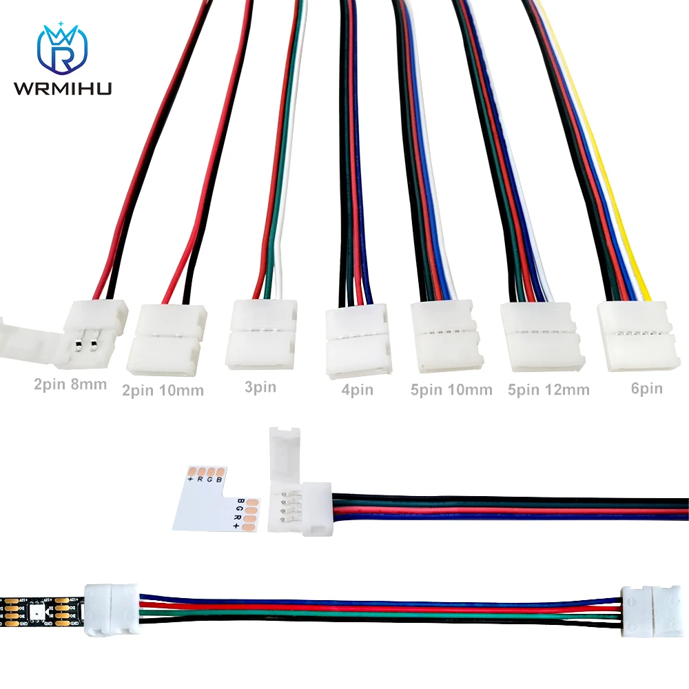 

15Pcs 2Pin/3Pin/4Pin/5Pin/6Pin Connector Single/ Double Clip Connector 5mm 8mm 10mm 12mm For 3528 5050 RGB RGBW RGBCCT LED Strip