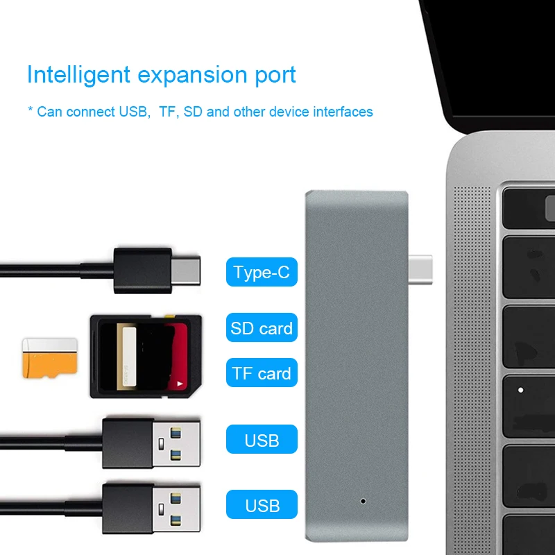 Basix концентратор USB Type C для MacBook 12 дюймов USB-C док-станция адаптер Thunderbolt 3 с Micro SD/TF считыватель слот для Mac BookPro USB C концентратор
