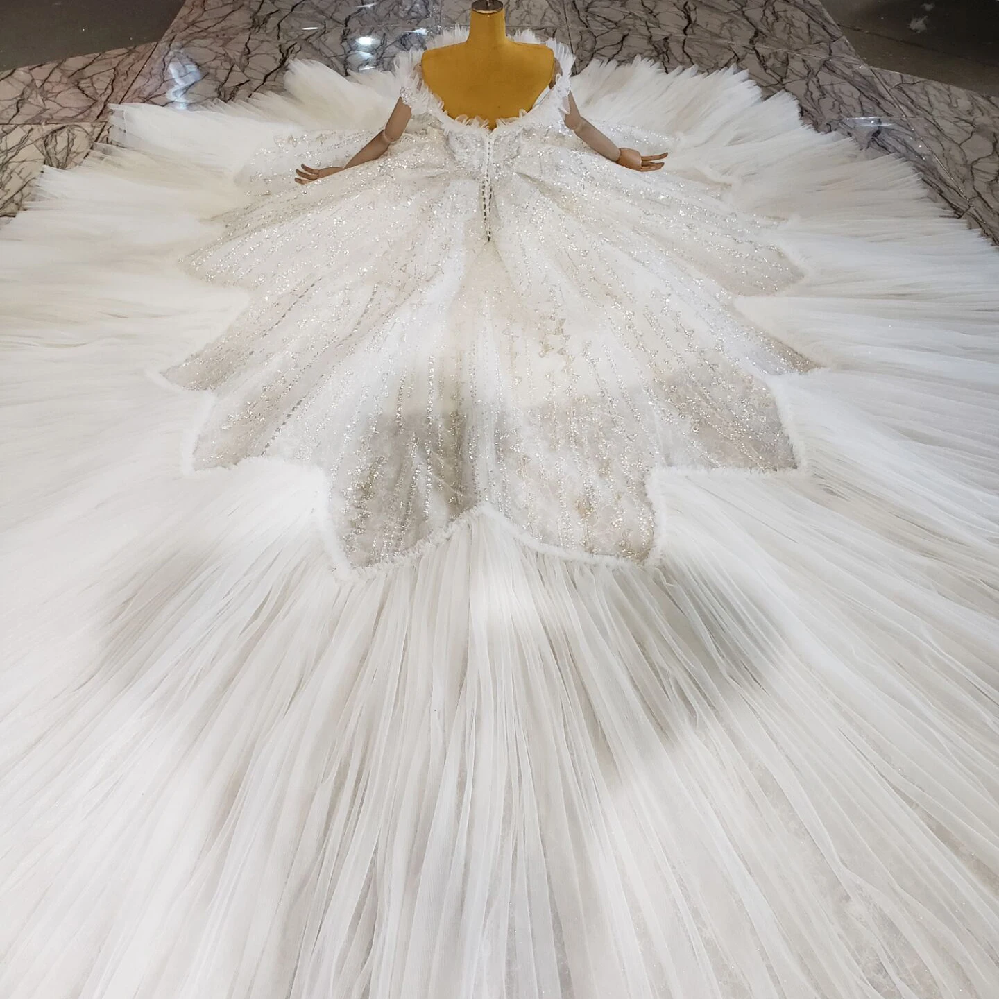 HTL2283 Lace Shiny Crystal Boho Wedding Dress Ball Gown Plus Size Luxury Vintage Wedding Dress Vistidos De Festa De Casamento 2