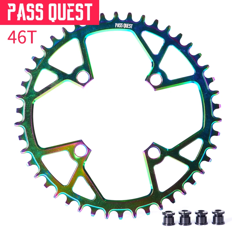 Pass Quest велосипедная Звездочка 96 BCD 32T 34T 36 т 38 40 т 42 44 46 т 48 велосипед Звездочка M6000/7000/8000/9000 11/22S один диск - Цвет: Titanium plating 46T