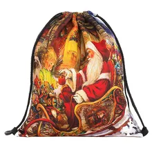 Рюкзак с кулиской, Рождественский, конфетный, Подарочный мешок, для женщин, мужчин, детей, комплект, карманный, Санта-Клаус, снеговик, 3D сумки с узором, сумка, рюкзак