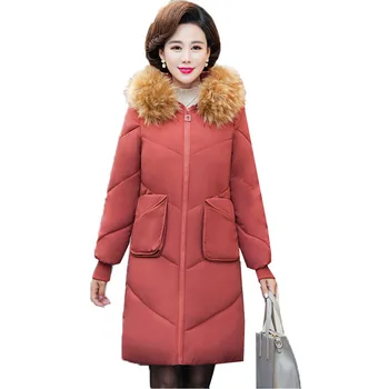

2019 New Cotton Coat Women's Long Fur Collar Large Size Slim Winter Jackets Fashion Soft Warm Jacket Parker Coat Overcoat A593