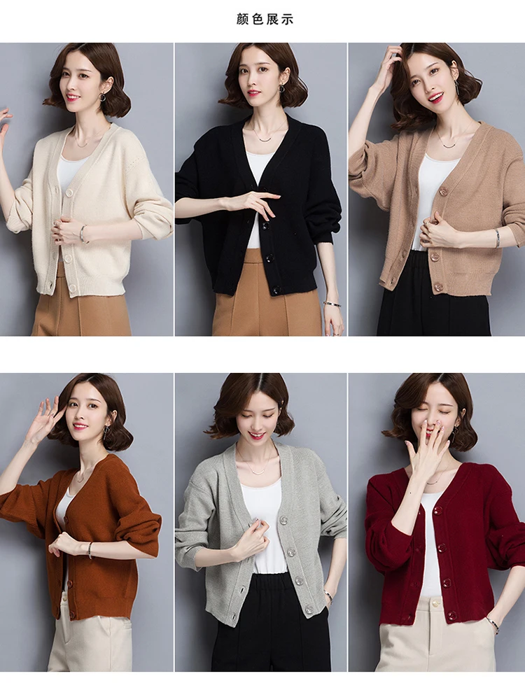 Spring new Casual Thin Sweater Coats women fashion Knitted V-Neck Tops fashion Single Breasted Cardigans women