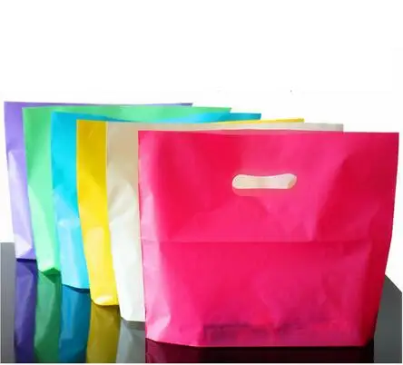 

100pcs Small large Plastic Bag Purple red Jewelry Boutique Gift Bag With Handle Plastic Shopping Bag And gift Packaging ba