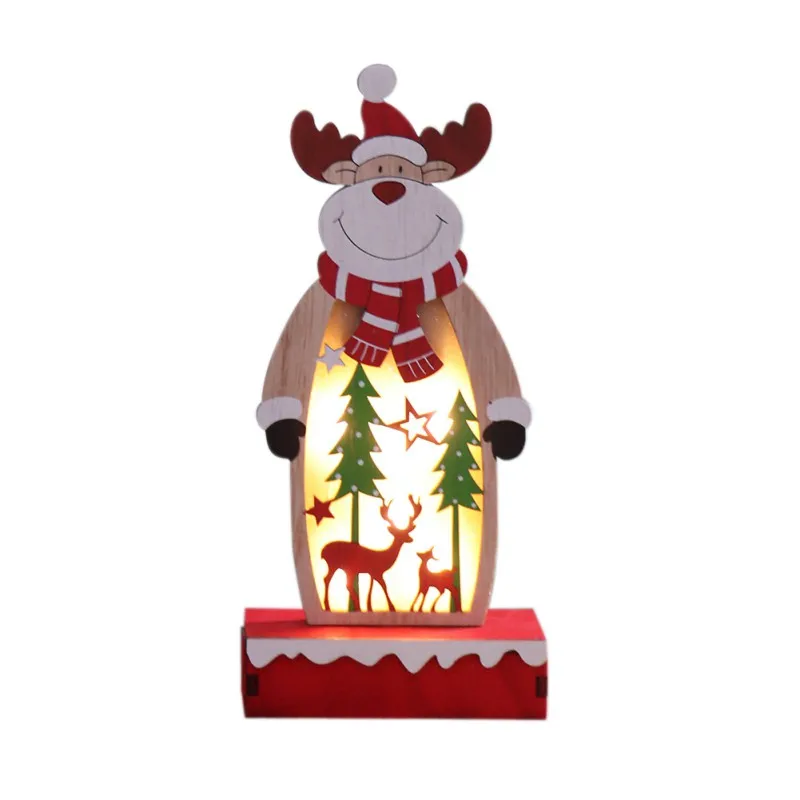 Light Wood Santa Cute Christmas Tree Decorations Hanging Ornaments Holiday Decoration For Home Hanging Xmas Gift Navidad - Цвет: F
