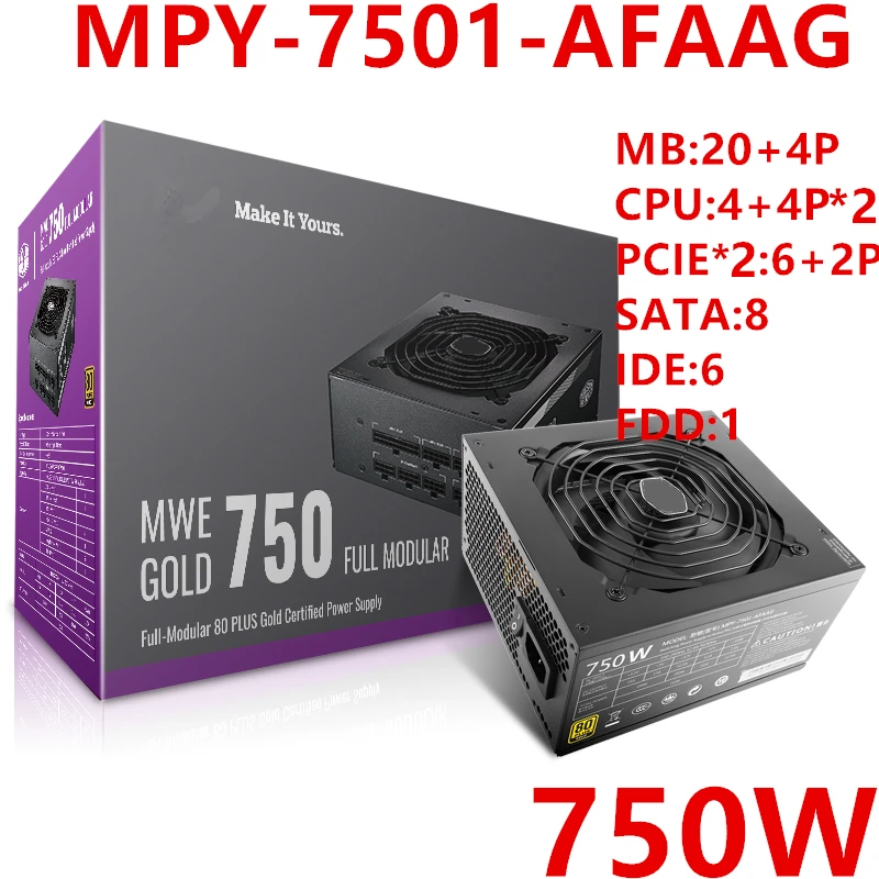 Новый оригинальный блок питания для кулера Master Brand MWE GOLD (V2) 750 RTX2080Ti хоста игр Вт
