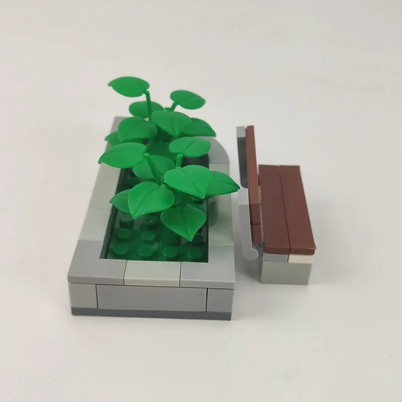 

For Legoing Flower pond Street view plant Bench Toys For Children Baby Park City Building Blocks Compatible Legoings Blocks Set