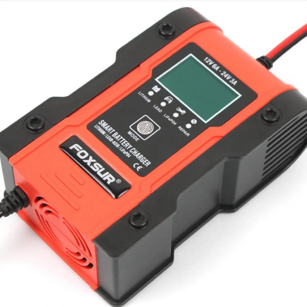 Foxsur Carregador de Bateria de Carro Carregador de Estágios Foxsur 12v 24v 6a para Bateria de Lítio Lipo Gel Wet Agm 12.6v - Image 6