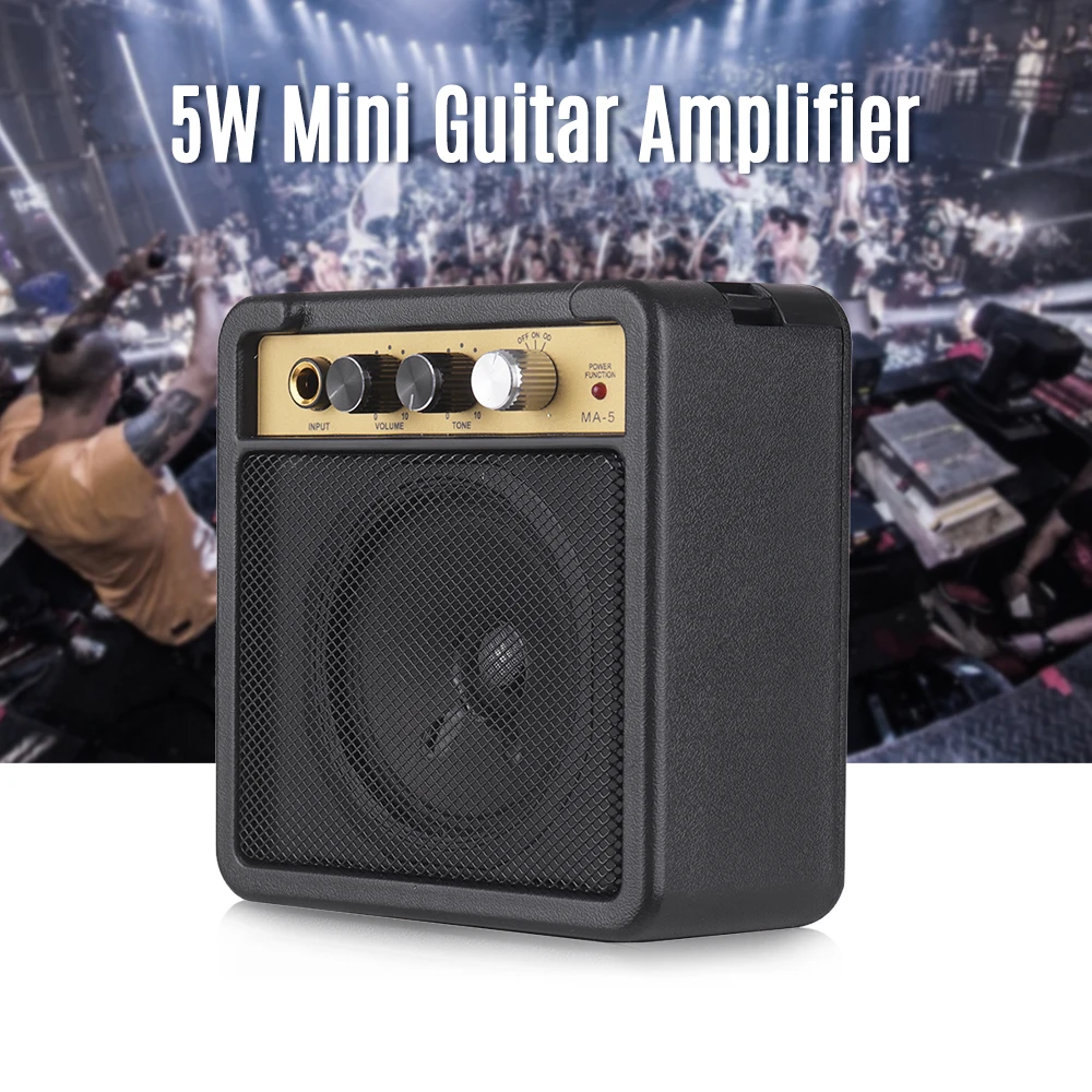 Mini Guitar Amplifier Amp Speaker 5W with 6 35mm Input 1 4 Inch Headphone Output Supports Volume Tone Adjustment Overdrive