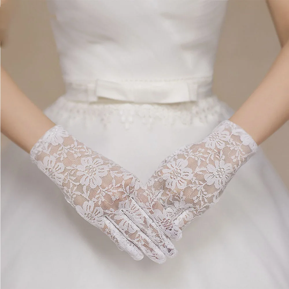 Molans-1-Pair-of-Short-Lace-Gloves-UV-Protection-Full-Finger-Gloves-Outdoor-Driving-Gloves-Prom