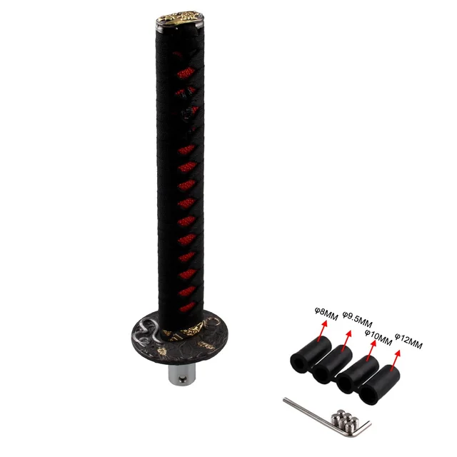 Universal 200MM/300MM JDM Katana Samurai Sword Shift Knob Shifter With Adapters Gear Shift knob car accessories 30CM black with red