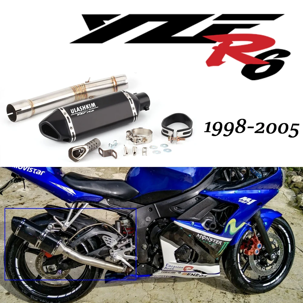 Глушитель выхлопной трубы мотоцикла средний передний Lik Slip On для Yamaha YZF 600 YZF-R6 R6 1998