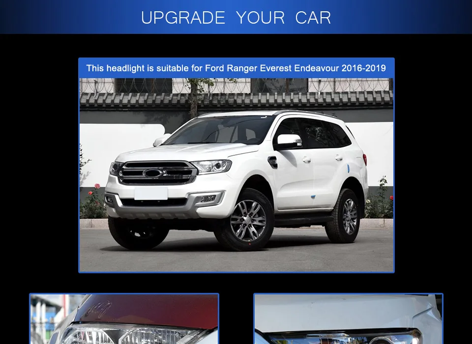 Фары для Ford Everest- Ranger DRL дневные ходовые огни головная лампа светодиодный Биксеноновая лампа Противотуманные фары, аксессуары для автомобиля