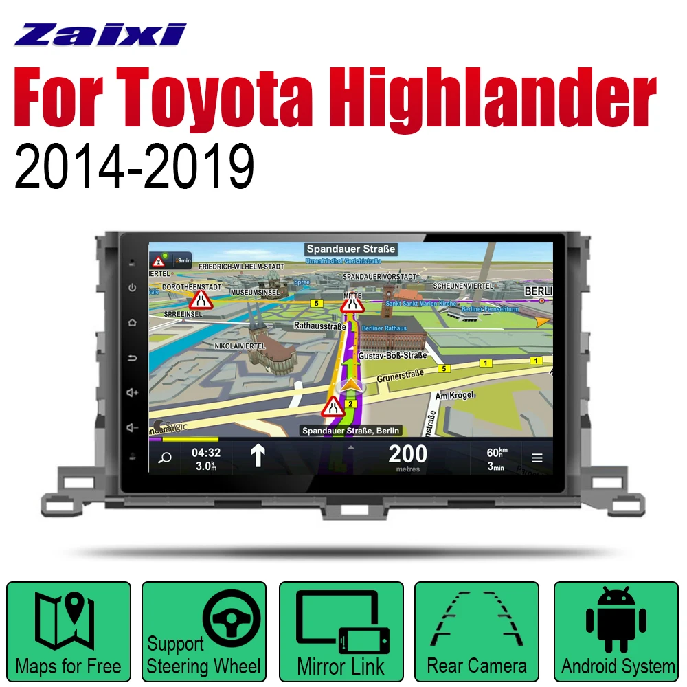Автомобильный радиоприемник ZaiXi Android стерео GPS навигация для Toyota Highlander / XU50 серии