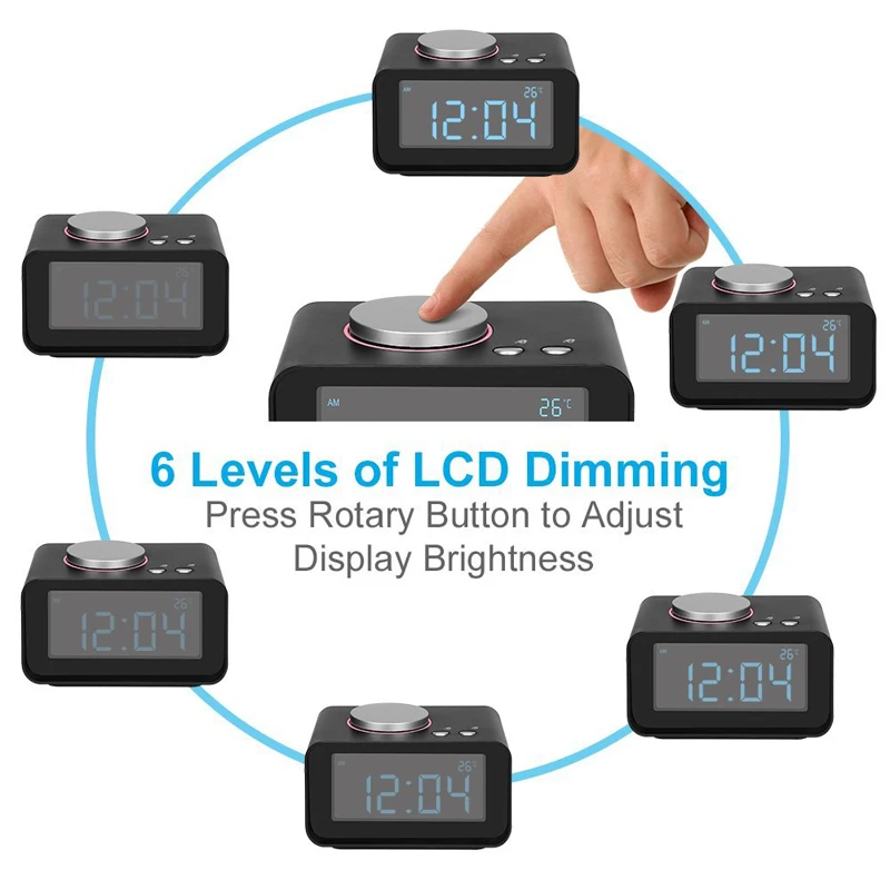 

Digital Alarm Clock Fm Radio Loud Alarm Clock For Heavy Sleepers With Dual Alarm ,Aux In And Dual Usb Charging Ports(Black,Eu Pl