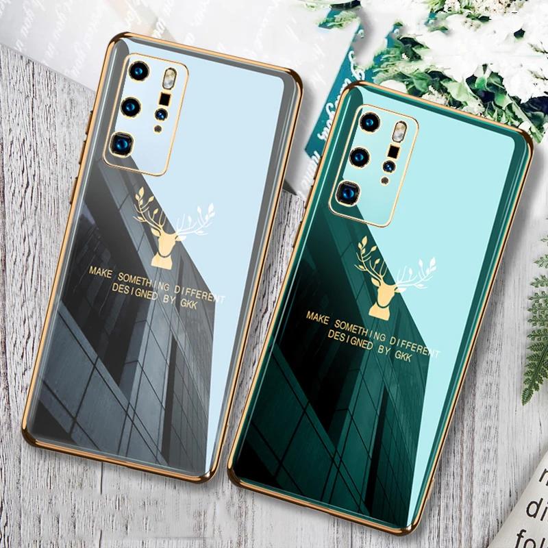 Ультратонкий чехол с покрытием для Huawei P40 P30 P20 Pro Elk Deer силиконовый мягкий защитный