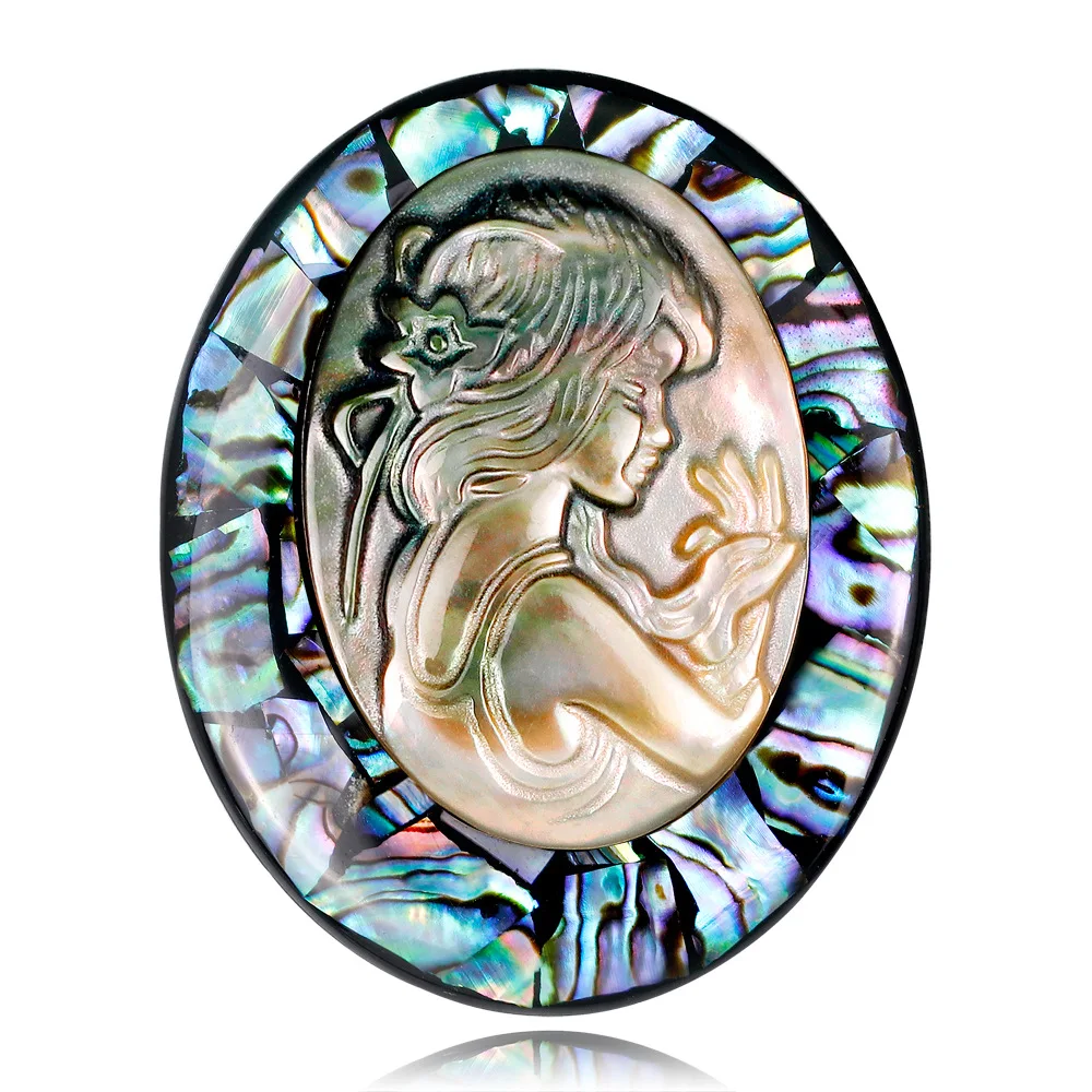 

Fashion Natural Abalone Shell Exquisite Beauty Head Brooches For Women Brooch Pin Anquite Bouquet Jewelry Accessories AH005