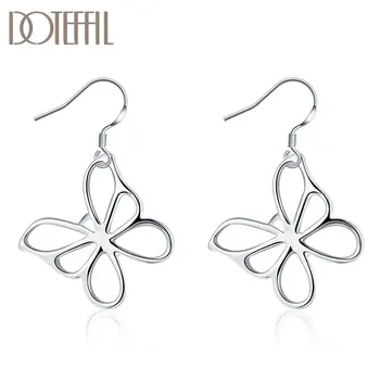 

DOTEFFIL 925 Sterling Silver Smooth Hollow butterfly Earrings Charm Women Jewelry Fashion Wedding Engagement Party Gift