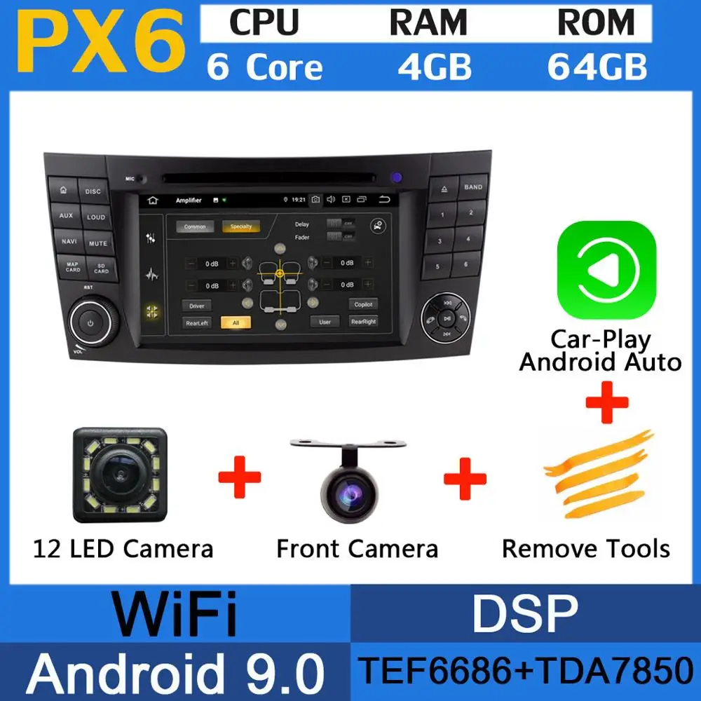 5 USB порт Android 9,0 PX6/Восьмиядерный 4 Гб ram автомобильный dvd-плеер для Mercedes Benz W211 W463 W219 W209 E G CLK CLS класс Автомагнитола - Цвет: PX6-Carplay