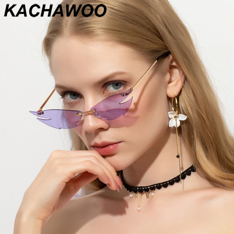 Kachawoo женские Винтажные Солнцезащитные очки металлическая оправа без рамки