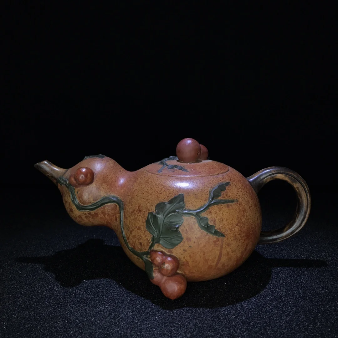 

Collectible Fine Purple Clay Teapot ,High Quality Handmade Gourd Style Yixing Kettle,Home Decoration Tea Pot Gift 400ML